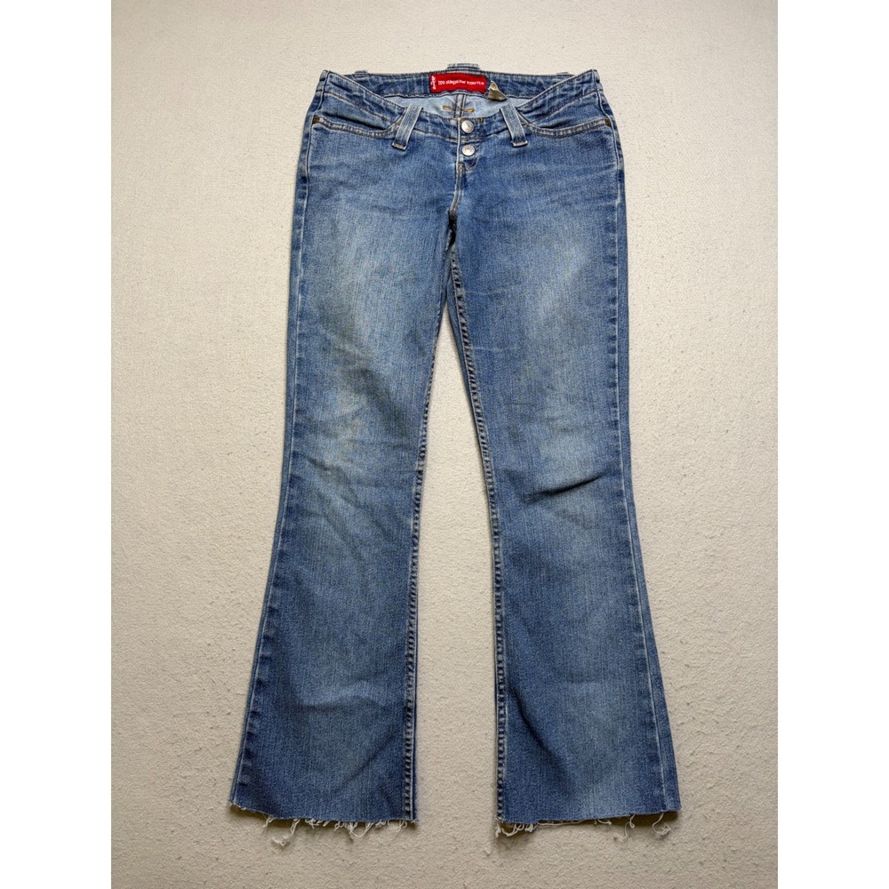 Levis Jeans Womens 3 JR Blue 520 Too Superlow Stretch Flare Y2K Low Rise Denim